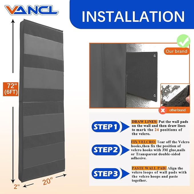 Gym Padding Wall Pads for Gym Wall Mats Basketball Wall Padding 2" Thick Foam - Image 2