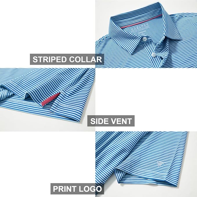 Golf Shirts for Men Dry Fit Short Sleeve Print Performance Moisture Wicking - Image 4