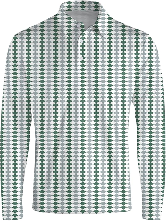 Men's Long Sleeve Golf Shirt Quick Dry 3 Button Work Fishing Outdoor Casual - Image 3