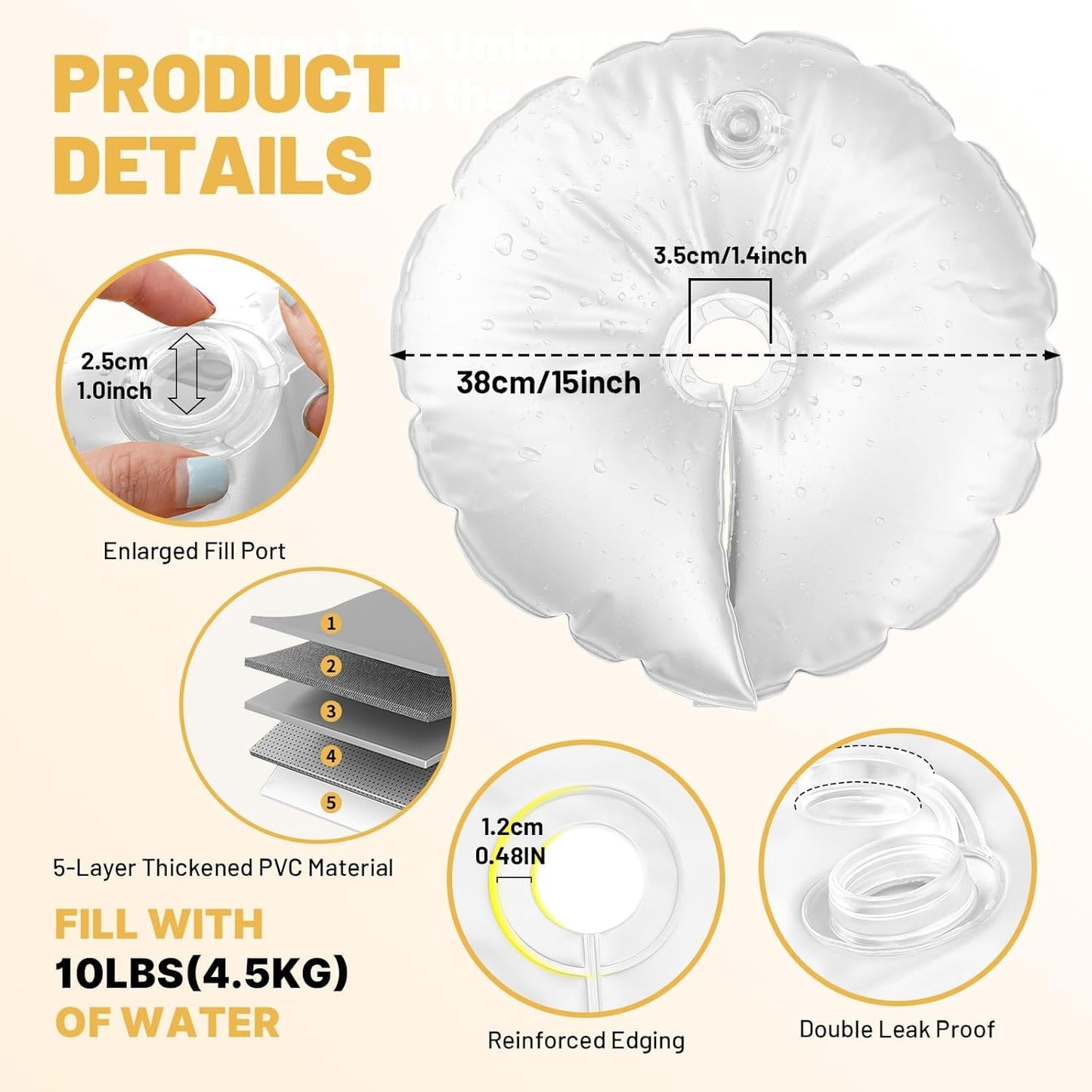 2 Pack Water Weight Bags for Balloon Column Stand And Balloon Arch, Openable Water Fillable Base for Party Wedding Graduation Decor Supplies Accessories, 10 lbs (White)