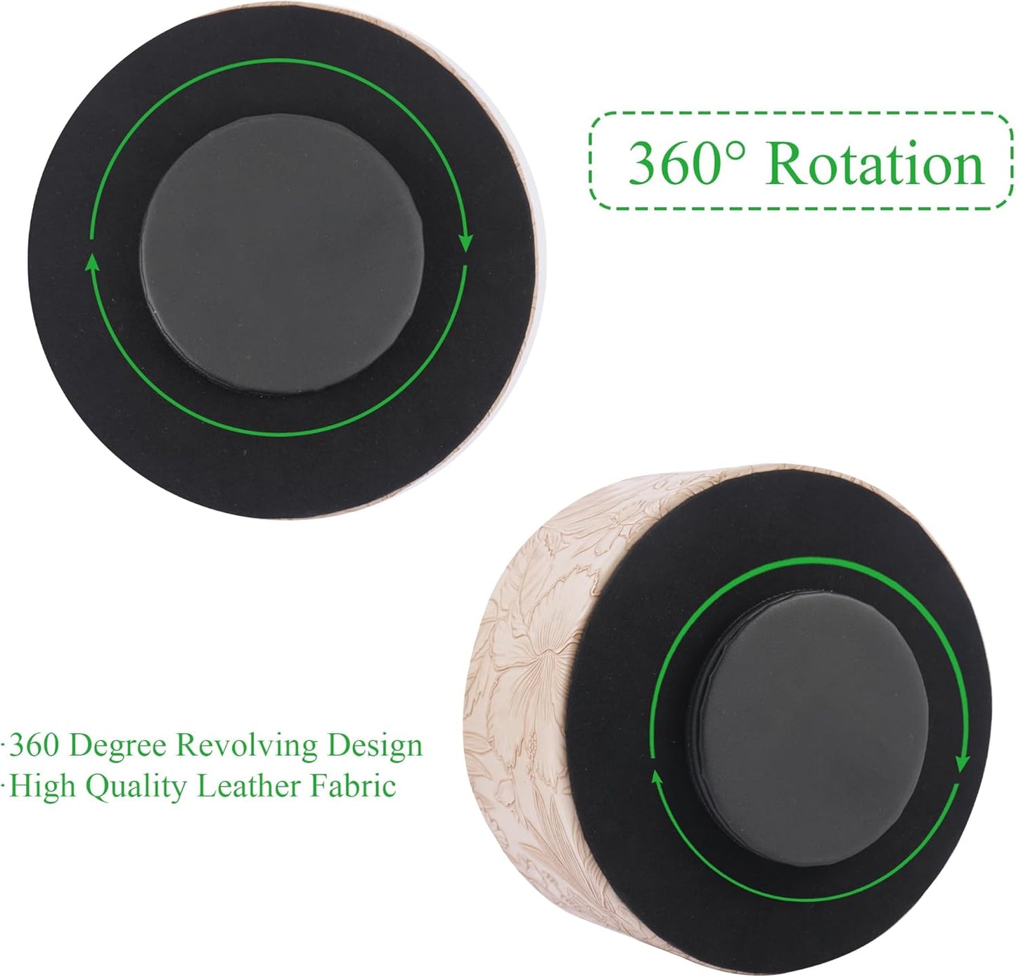 Hennaja Remote Control Holder, 360°Spinning PU Leather Desk TV Remote Caddy,Desk Storage Box Room Accessories for Controller, Media,Mail,Calculator, Mobile Phone,Pencil(1-Carved Light Brown)