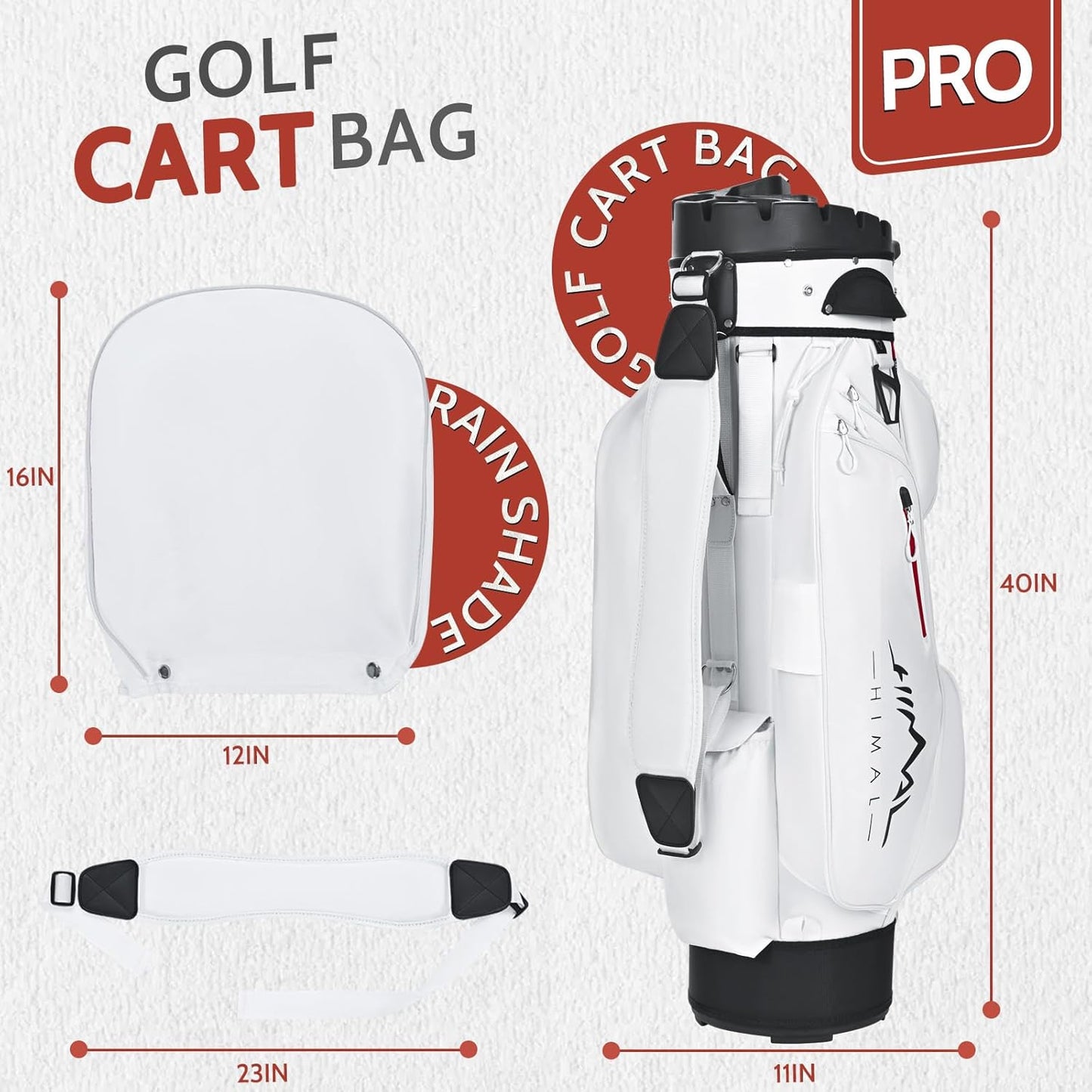 14-Way Golf Cart Bag Pro with Full Length Divider Top, Golf Bag for Men with Handles and Rain Cover