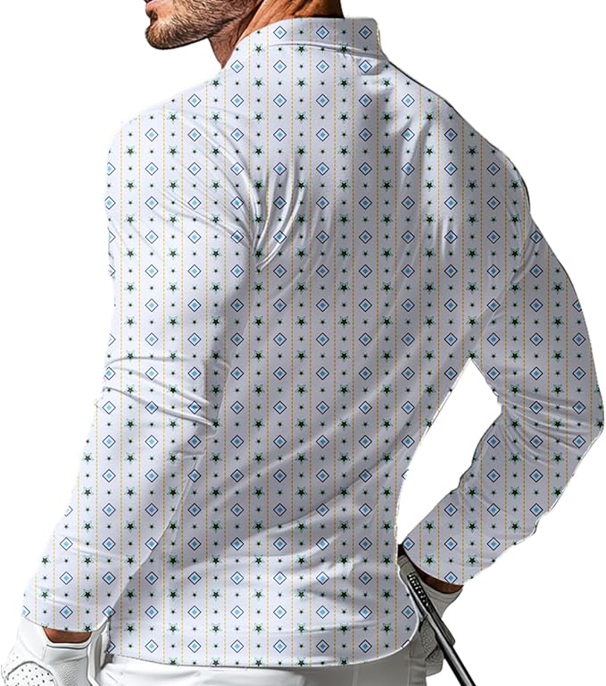 Men's Long Sleeve Golf Shirt Quick Dry 3 Button Work Fishing Outdoor Casual - Image 4