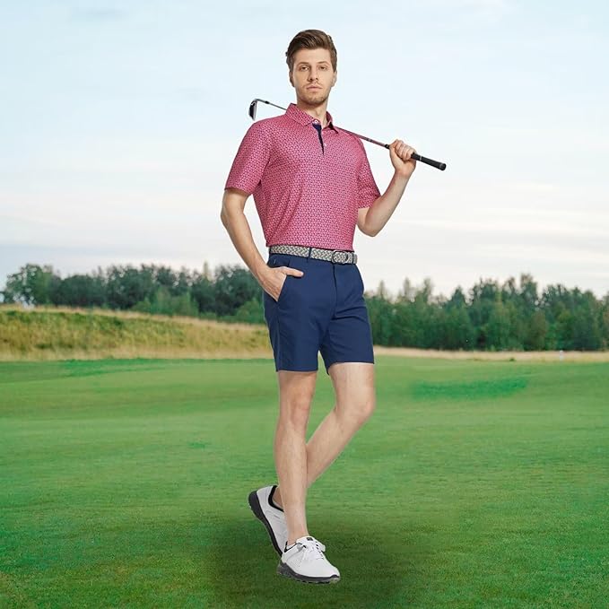 M MAELREG Mens Golf Shirt Short Sleeve Dry Fit Print Moisture Wicking - Image 2