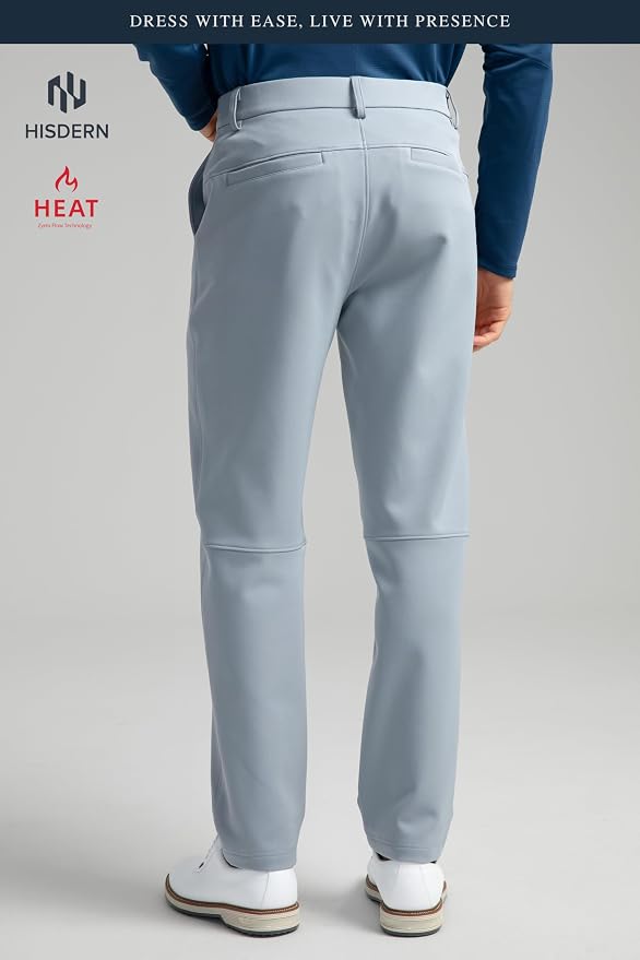 HISDERN Heat 701 Men's Thermal Golf Pants Stretch Fleece 30"/32" No Iron Comfy - Image 4