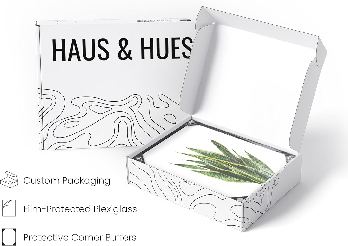 HAUS AND HUES Plant Wall Art - Set of 4 Plant Pictures and Green Wall Art Collection, Botanical Prints, Sage Green Leaves Paintings For Wall, Minimalist Poster (Black Frame, 8x10)