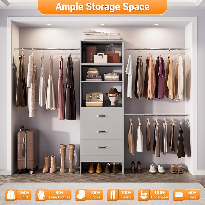 Homieasy 96 Inches Closet Organizer System, 8FT Customizable Walk In Closet - Image 8
