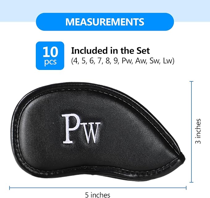 Premium Leather Golf Club Covers -Double-Sided Embroidered Golf Iron Covers - Image 5