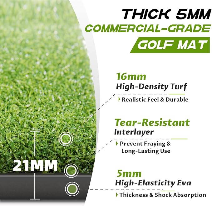 Bltend Golf Mat: 5x4ft & 5x5ft Heavy-Duty Golf Hitting Mats Practice - Image 2