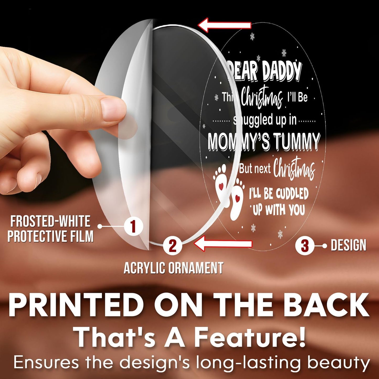 HEXMOZ First Time Dad Gifts - New Dad Gifts - Bumps First Christmas Ornament - Pregnancy Announcement for Husband, Soon to Be Daddy, 1st Time Daddy Gift - Expecting Baby on The Way