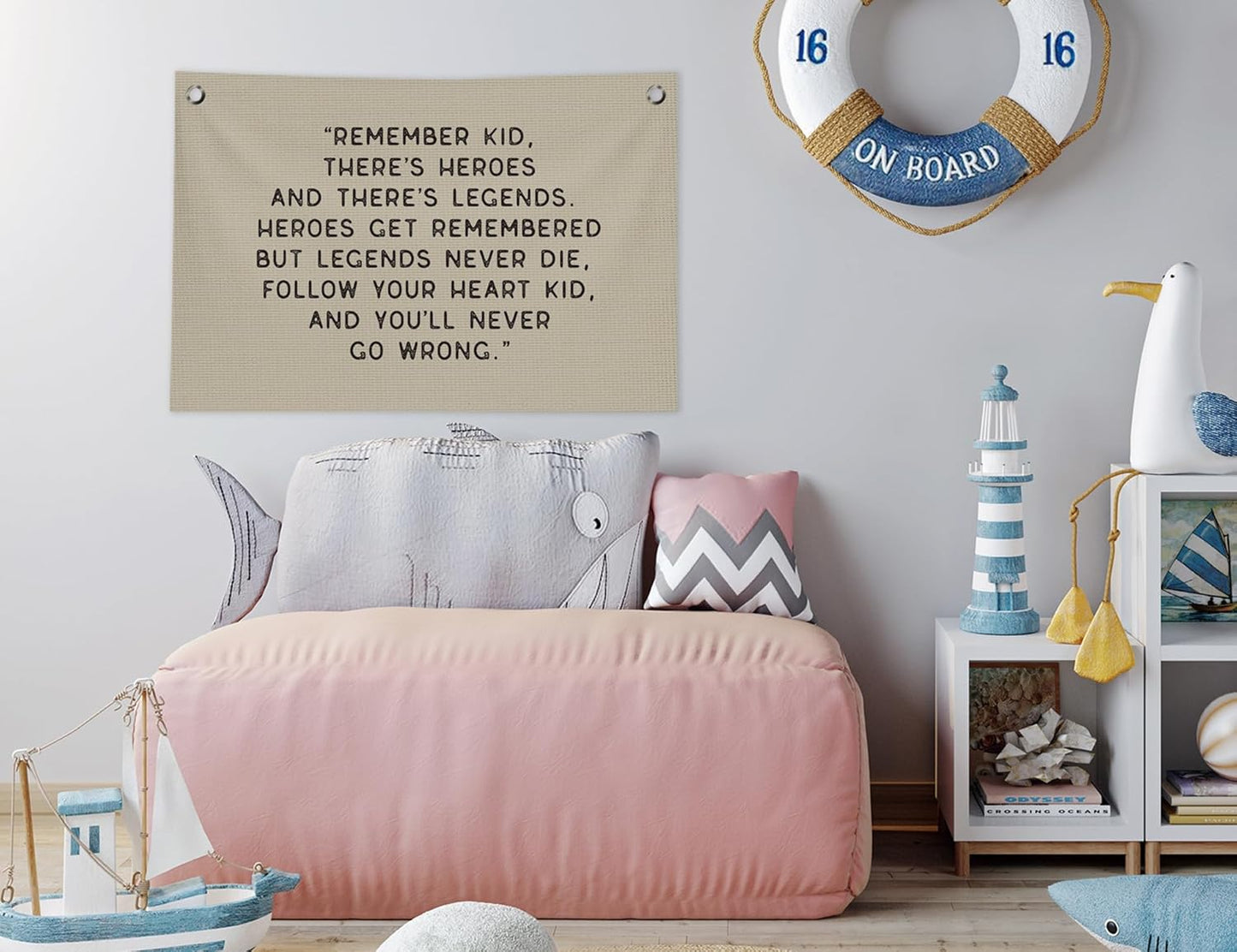 Inspirational Nursery Wall Decor, Boy Nursery Decor Canvas Banner, Motivational Hanging Banner Flag Wall Art Decor for Kids Boys Room Bedroom Playroom, 20x30 in