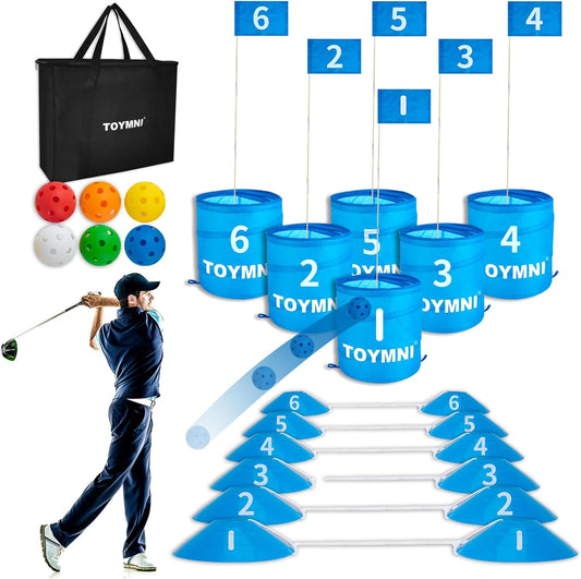 Golf Game Set - Portable Indoor/Outdoor Backyard/Beach PAR 6 Hole Game for Adults & Kids