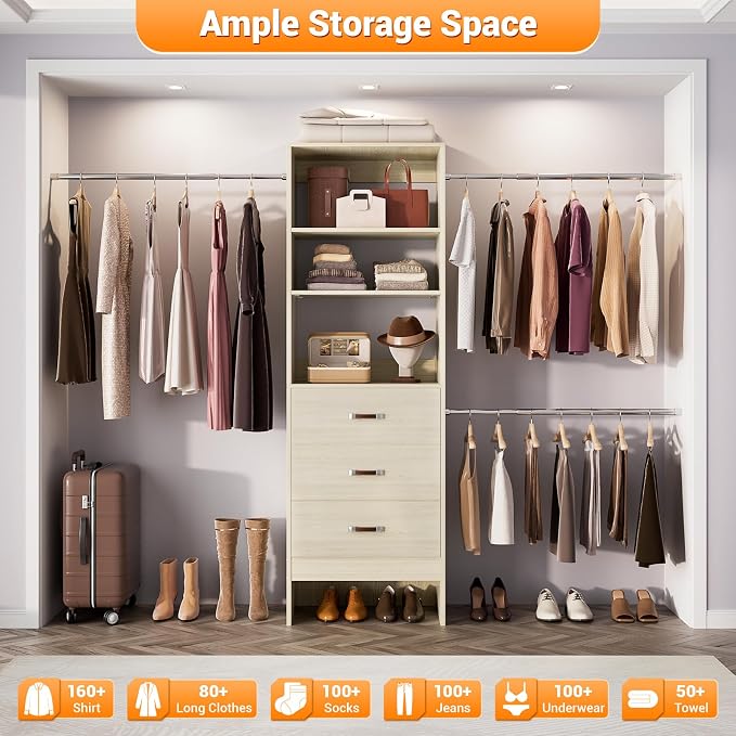 Homieasy 96 Inches Closet Organizer System, 8FT Customizable Walk In Closet - Image 8