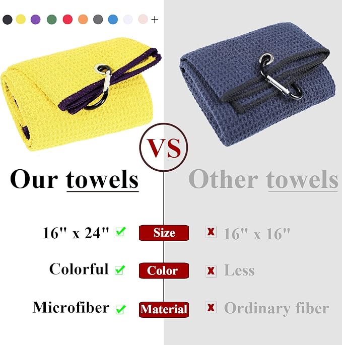 VIVIDLY 2 Pack Tri-fold Golf Towels, Premium Microfiber Fabric Waffle Pattern - Image 5