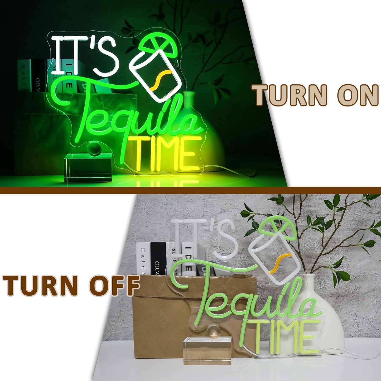 It Is Tequila Time Neon Sign for Wall Decor, Tequila Led Signs, USB Dimmable Neon Lights for Beer Bar Kitchen Restaurant Home Pub Party Man Cave Club Shops Hotel Store Business Gift