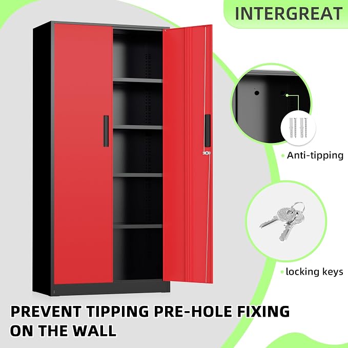INTERGREAT Metal Storage Cabinet, Tall Metal Cabinet - Image 4
