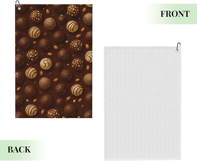 Chocolate & Nuts Golf Towel Waffle Microfiber - Image 2
