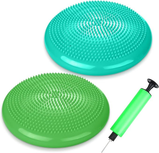 2 Pcs Wiggle Seat Inflated Wobble Cushion Flexible Balance Disc by Silipull