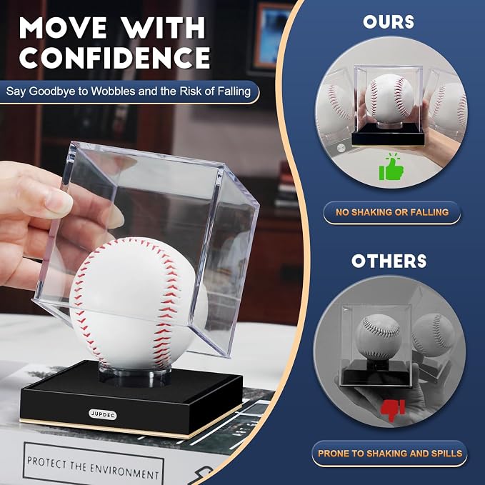 JupDec Baseball Display Case, UV Protected Autograph Stand Box - Image 2