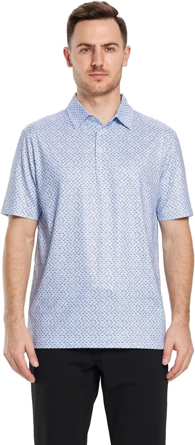 Golf Shirts for Men Dry Fit Short Sleeve Print Performance Moisture Wicking - Image 2