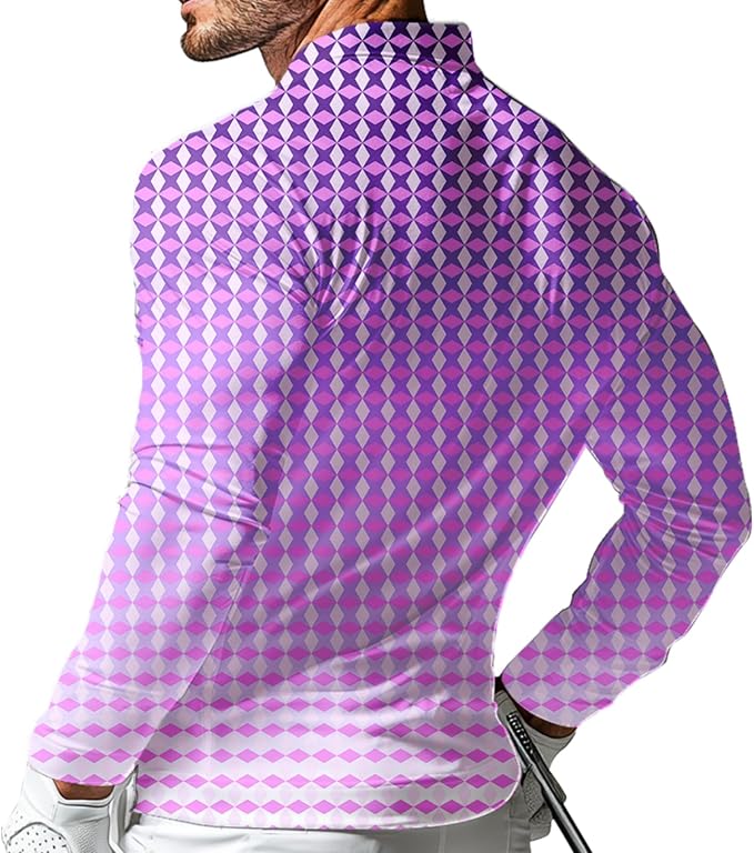 Men's Long Sleeve Golf Shirt Quick Dry 3 Button Work Fishing Outdoor Casual - Image 2