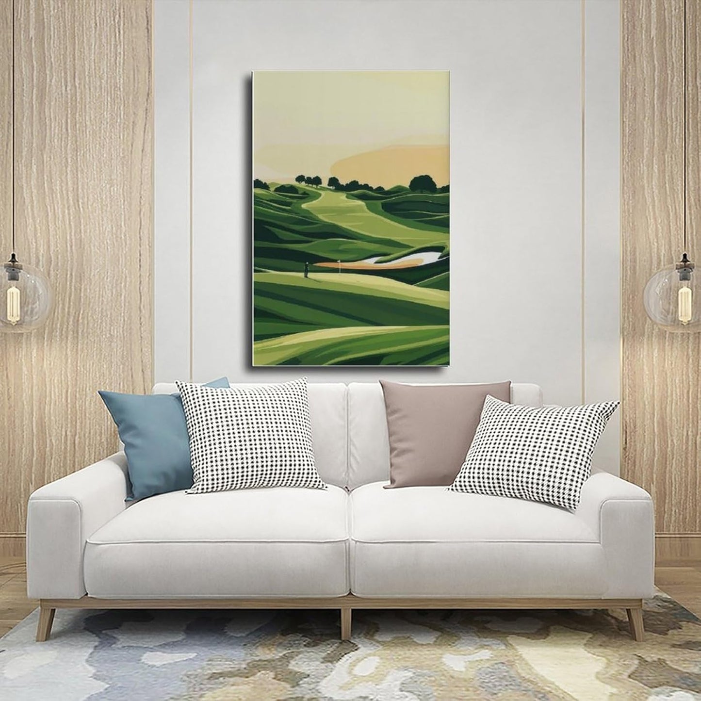9W Golf Course Poster Green Scenery Decoration Wall Art for Office Living Room Unframe-style 24x36inch(60x90cm)