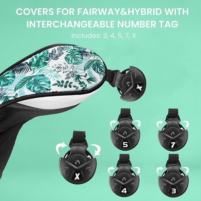 FINGER TEN Golf Club Head Covers Woods Driver Fairway Hybrid 3/4/5 Set - Image 6