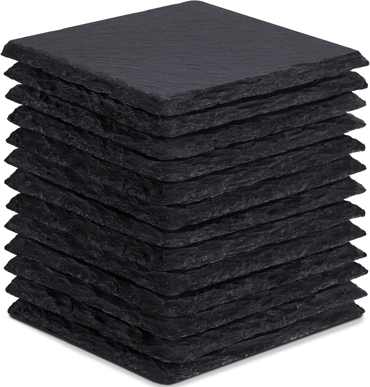 13 Pieces Slate Drink Coasters, GOH DODD 4 Inch Black Coasters Stone Coaster Set, Laser Engraving Blanks with Anti-Scratch Bottom for Home Office Kitchen Housewarming Gifts Wedding Party, Square