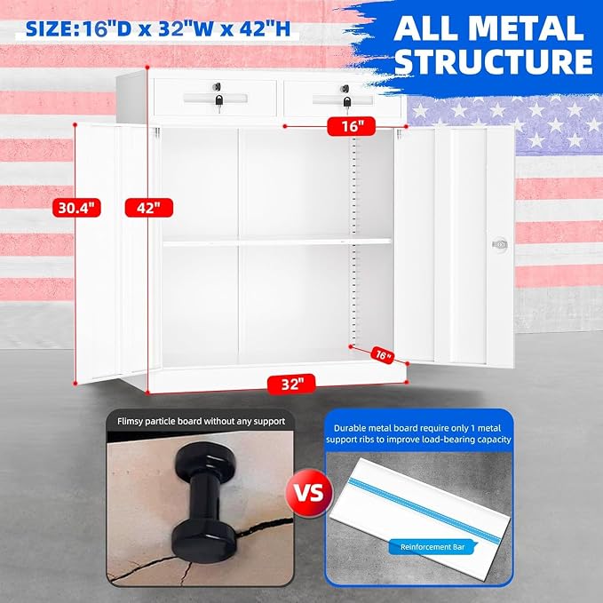 INTERGREAT Metal Garage Storage Cabinet, Small Steel Cabinet - Image 3