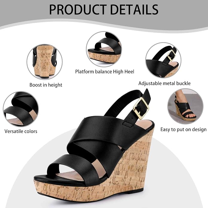 Perphy Open Toe Platform Wedge Sandals - Image 5