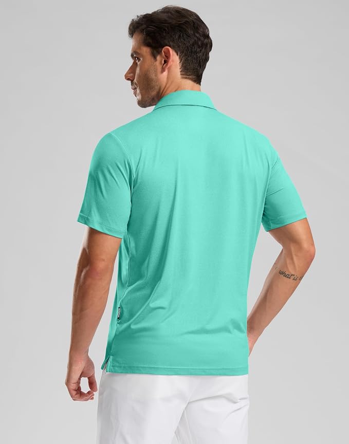 Golf Shirts Heather Polo Short Sleeve Dry Fit Lightweight Moisture Wicking - Image 3