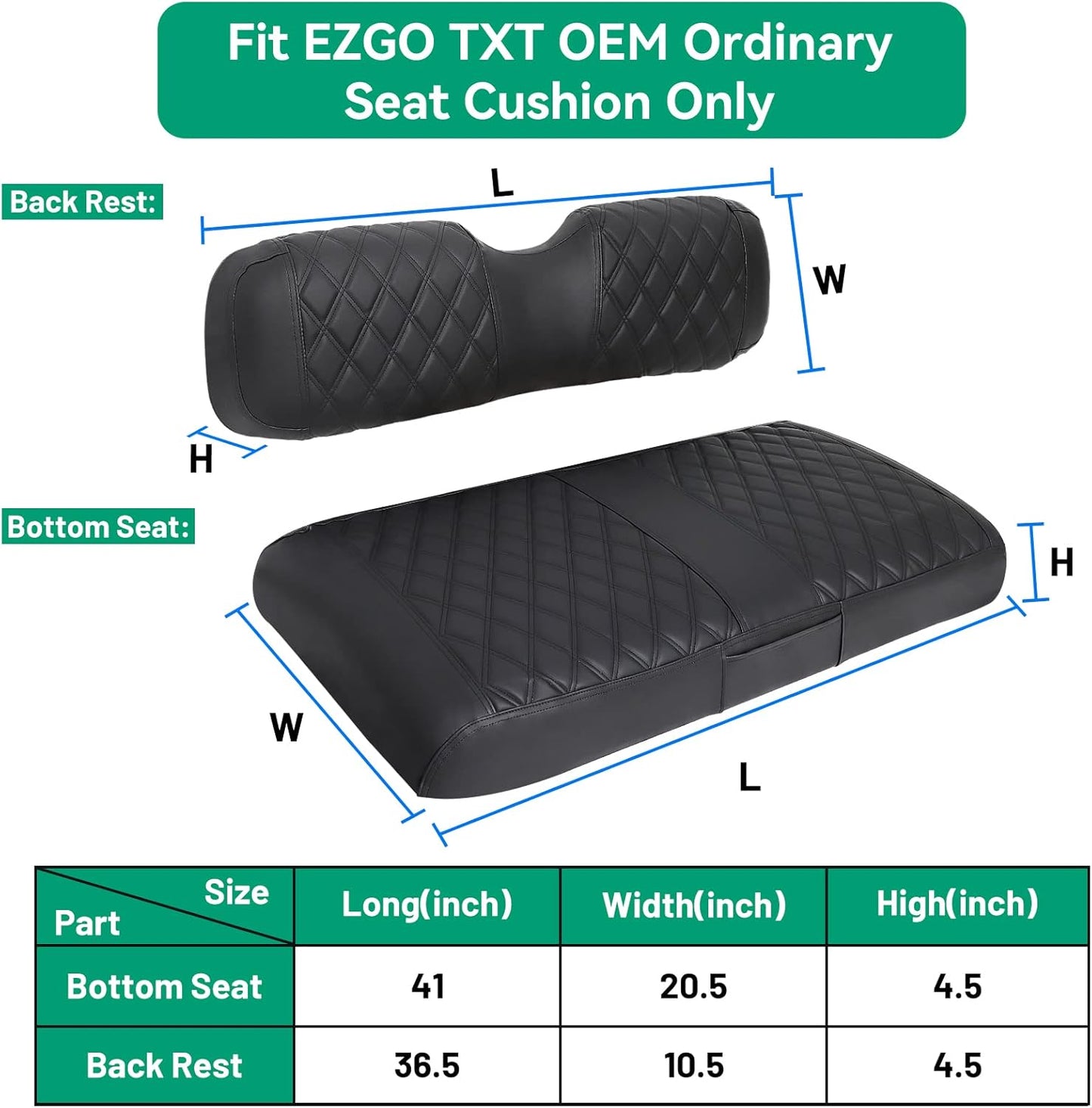 iLSKW Golf Cart Seat Cover for EZGO TXT/RXV Front Seat, PVC Thick Leather Universal Luxuary Feeling Shape Keep Seat Warm & Clean, Bench Seat Covers Breathable Washable Detachable