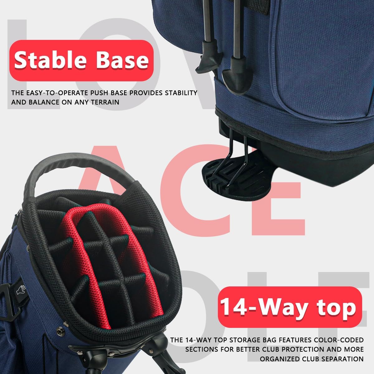 14-Way Golf Stand Bag, Lightweight Golf Bag with Stand for Men and Women