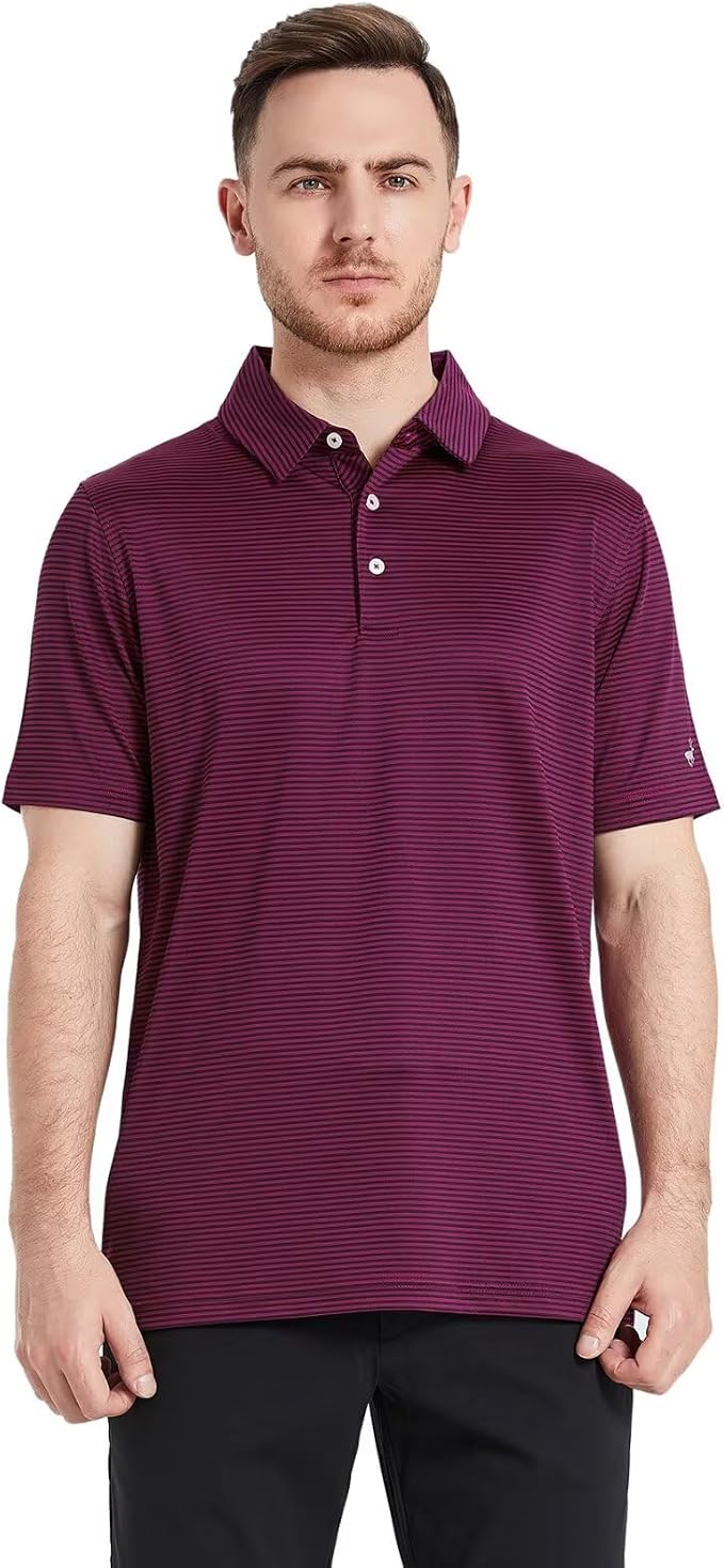 Golf Shirts for Men Dry Fit Short Sleeve Print Performance Moisture Wicking - Image 2