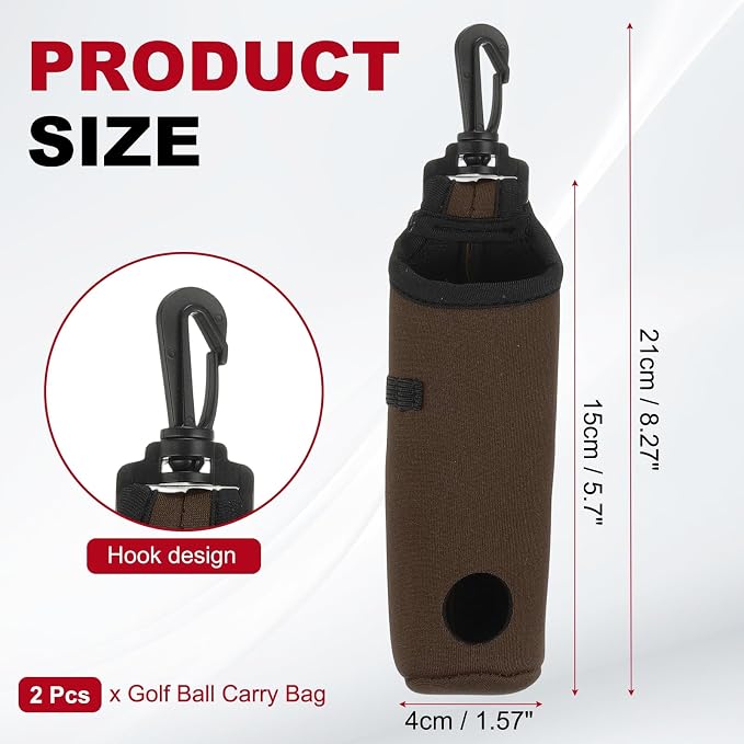 uxcell Golf Ball Carry Bag, Waist-Mounted Storage Bag Neoprene Golf Tee Holder - Image 2
