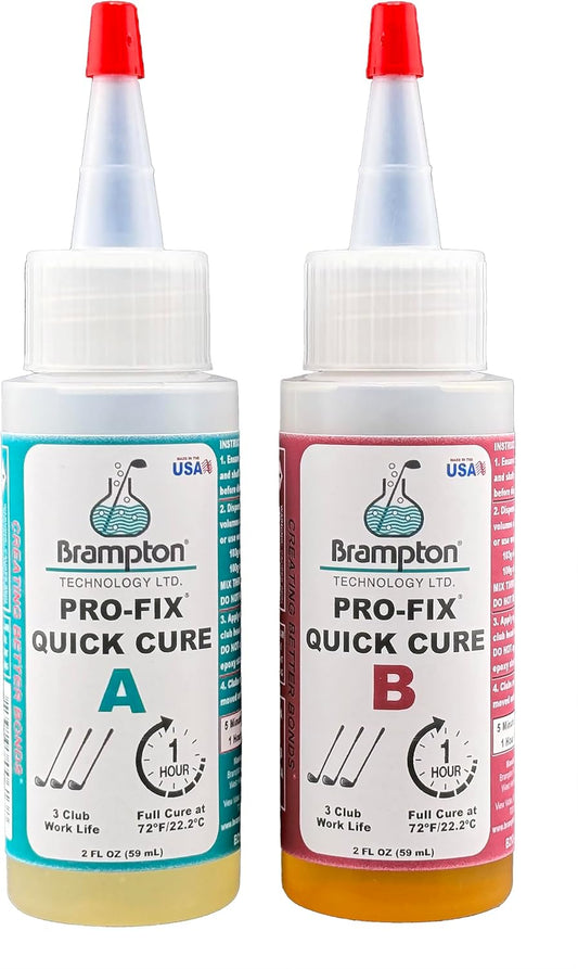 Brampton PRO-FIX Quick Cure Golf Epoxy, 5-Min Work Life, 1 Hour Full Cure, Extra Strength, Impact Resistant, 2-Part Epoxy Glue Kit for Golf Clubs, Shafts, Heads, Drivers, Putters, Easy 1:1 Mix