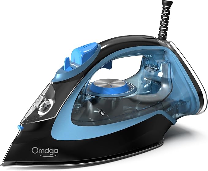 Steam Iron for Clothes, 1750W Clothes Iron Rapid Heating, Non-Stick Ceramic by OMAIGA