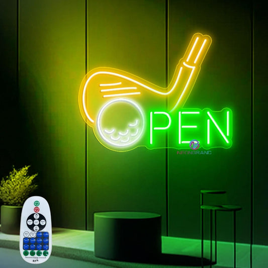 Golf Neon Sign (LARGE - 24x18.5'' - SUPER BRIGHT) Golf Open Led Sign Golf Led Light Personalized Golf Golf Wall Art Custom Golf Neon Sign Golf Wall Decors Golf Open Gifts (24x18.5'', Green)