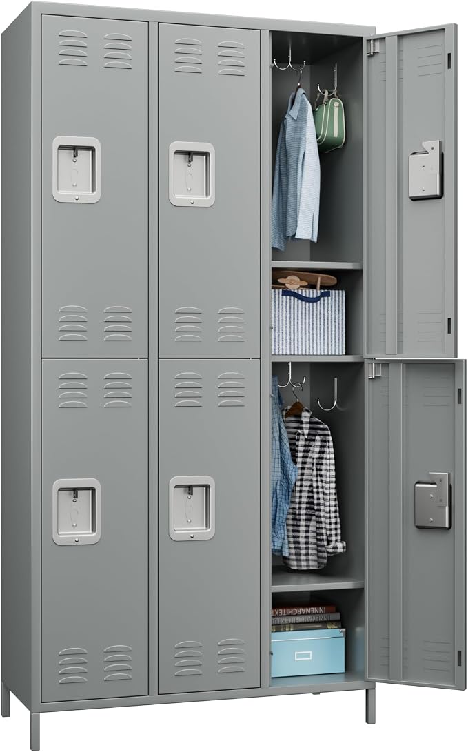 METAN Metal Locker for School Office Gym Bedroom, 6 Doors Steel Storage Locker by METAN