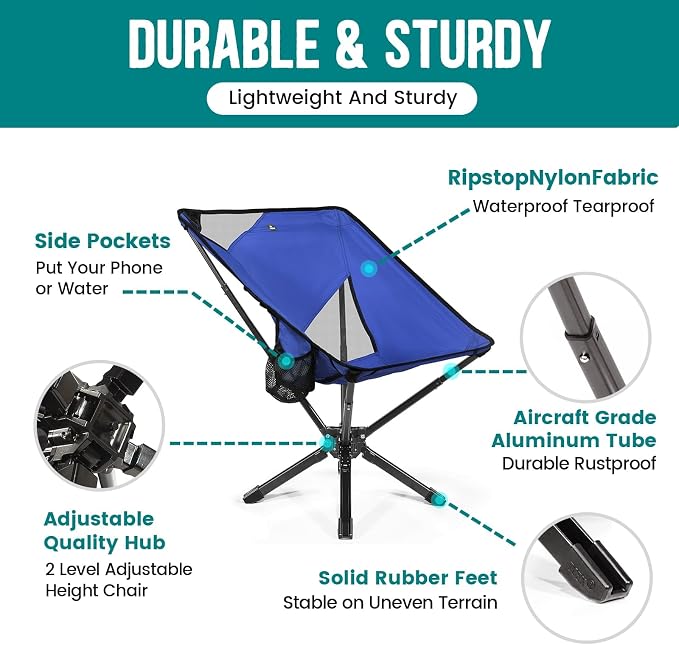 Adjustable Portable Camping Chair RiseLite Lightweight Compact Folding Chair - Image 4