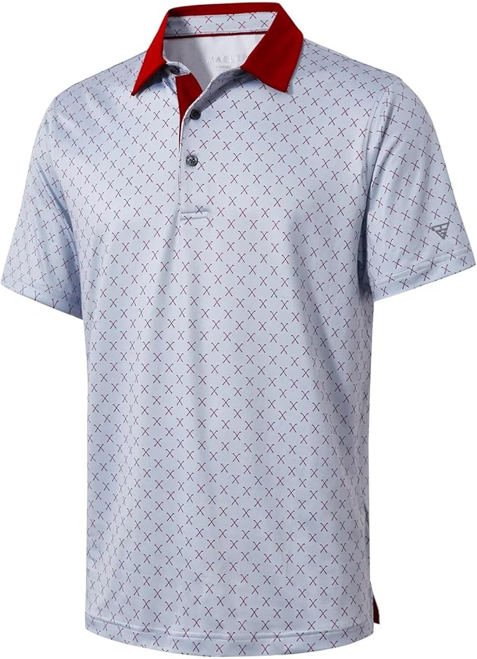 Golf Shirts for Men Dry Fit Short Sleeve Print Performance Moisture Wicking by MAELREG