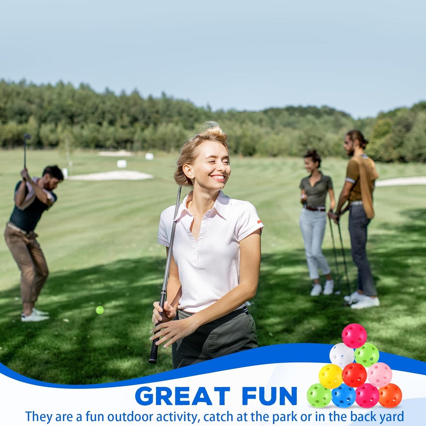 24 Pack Practice Golf Balls 42 mm Limited Flight Plastic Golf Training Airflow Hollow Ball for Driving Range Swing Practice Backyard Indoor Outdoor Home