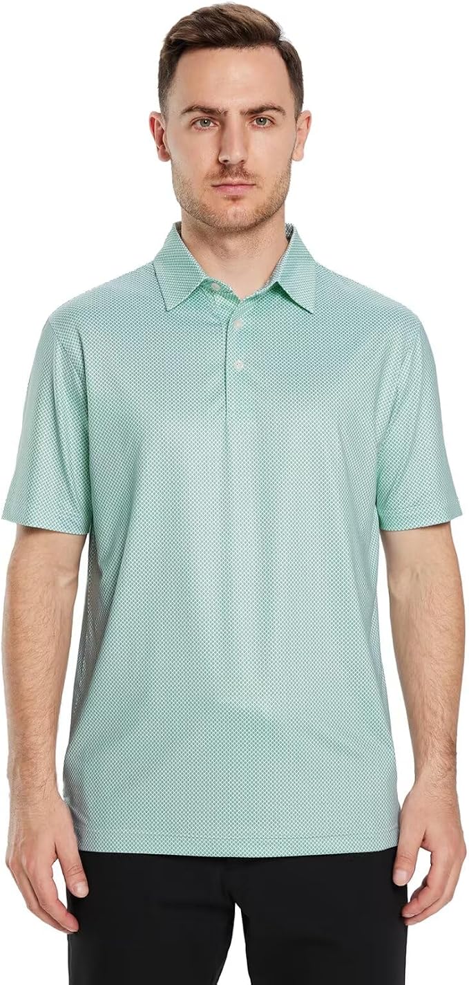 Golf Shirts for Men Dry Fit Short Sleeve Print Performance Moisture Wicking - Image 2