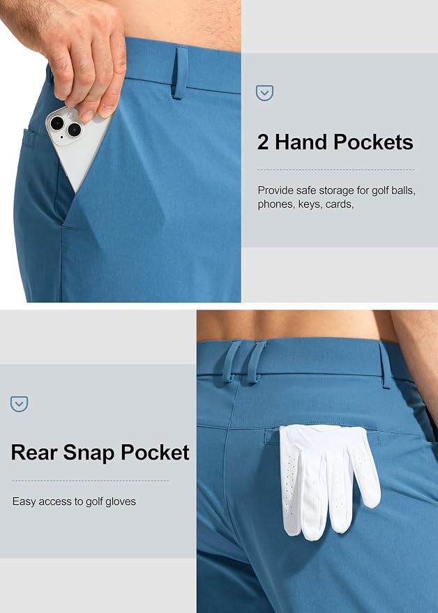 Pudolla Men's Golf Pants Stretch Work Dress Comfy Pants 30"/32"/34" Lightweight - Image 4