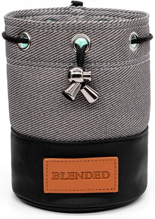 Golf Valuables Pouch,Bucket Waist Design Golf Pouch Bag Tee Bag with Drawstrings Leather for Men Women (Grey)