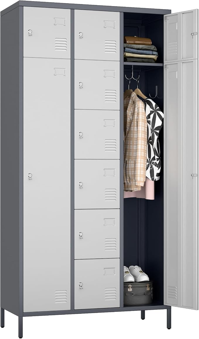 METAN Metal Locker for School Office Gym Bedroom, 10 Doors Steel Storage Locker by METAN