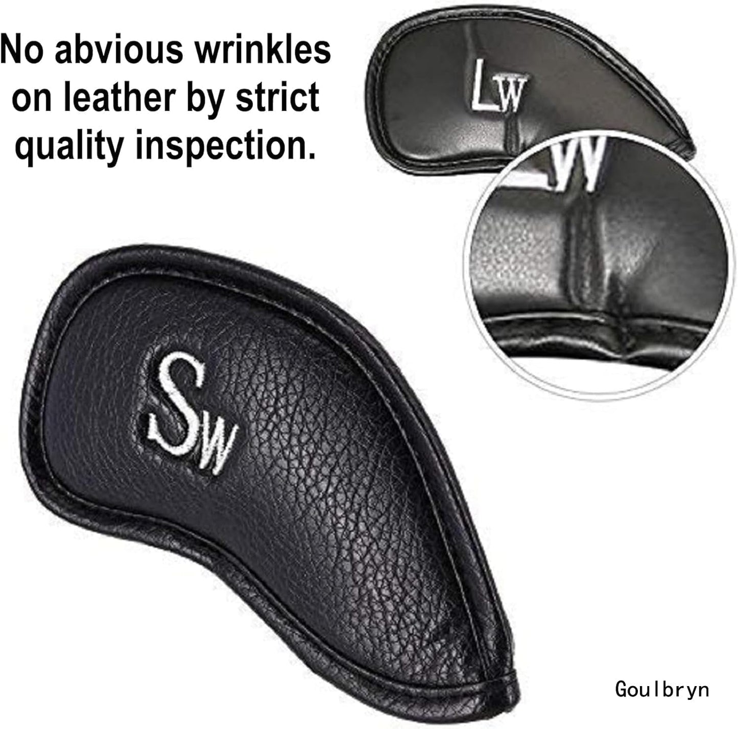 12pcs Thick Synthetic Leather Golf Iron Head Covers Set Headcover Fit All Brands Callaway Ping Taylormade Cobra Etc