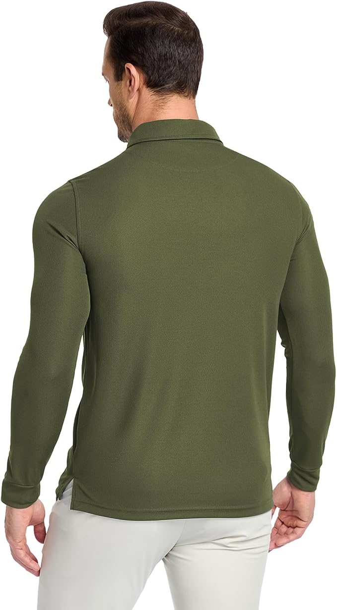 Men's Long Sleeve Polo Shirts 3 Button Down - Image 5