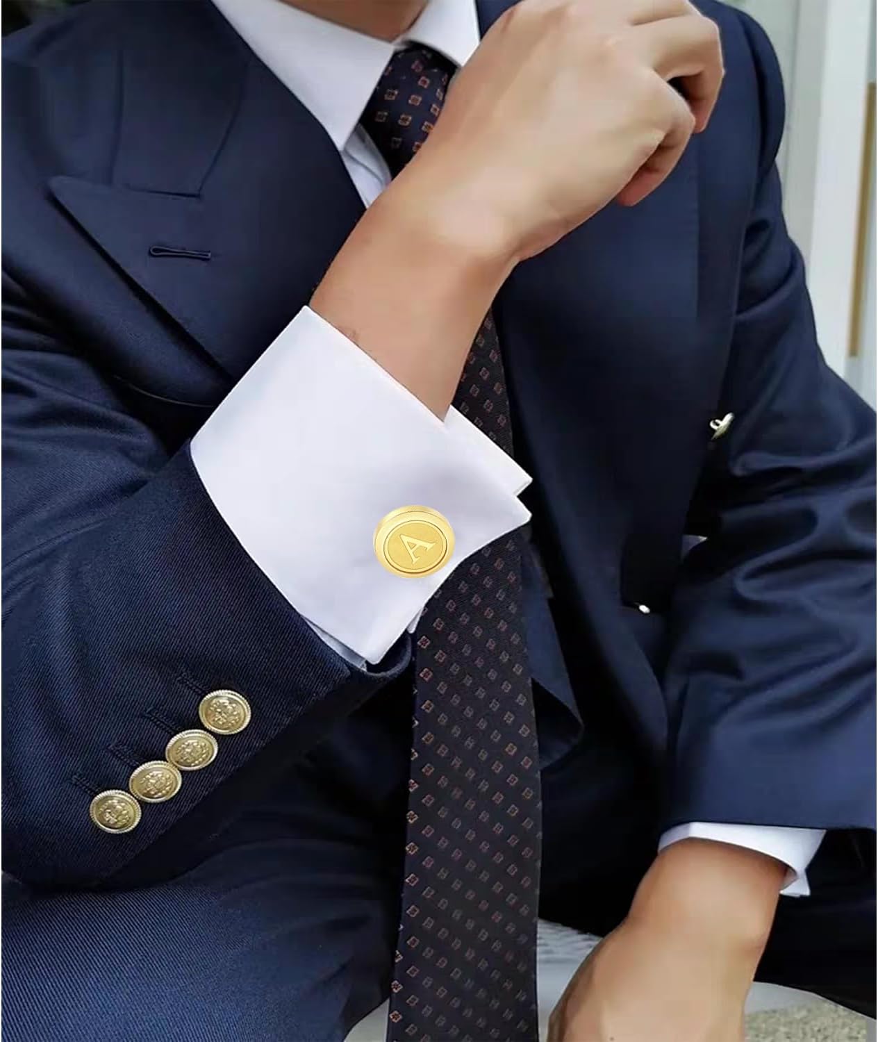 GWD Initial Cufflinks for Men Classic Cuff links Mens Letter Shirts CuffLinks Wedding Gift