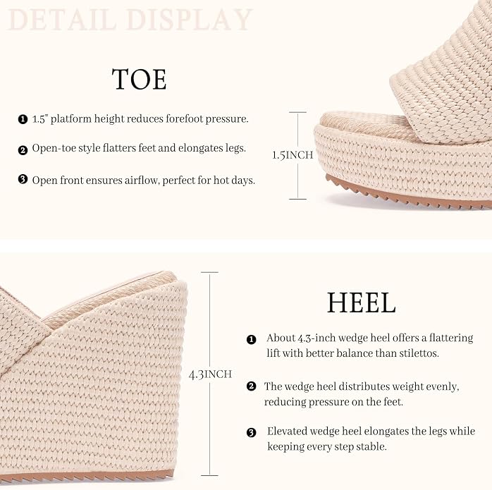 VICKI·VICKI Wedges for Women Platform Sandals Wedge Heels for Sandals - Image 3